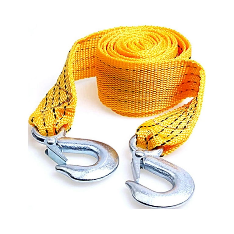 Heavy Duty Tow Strap with Safety Hooks, Double-Layer Trailer Rope 2” x 13'  | 11000 LB Capacity Trailer Belt, for Vehicle Recovery, Hauling, Stump