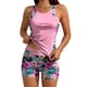 thumbnail image 4 of Traje de baño conservador de dos piezas para mujer, tankini, con sujetador acolchado, sin mangas, cuello redondo, estampado informal, traje de baño de dos piezas para mujer, trajes de baño tankini par, 4 of 9