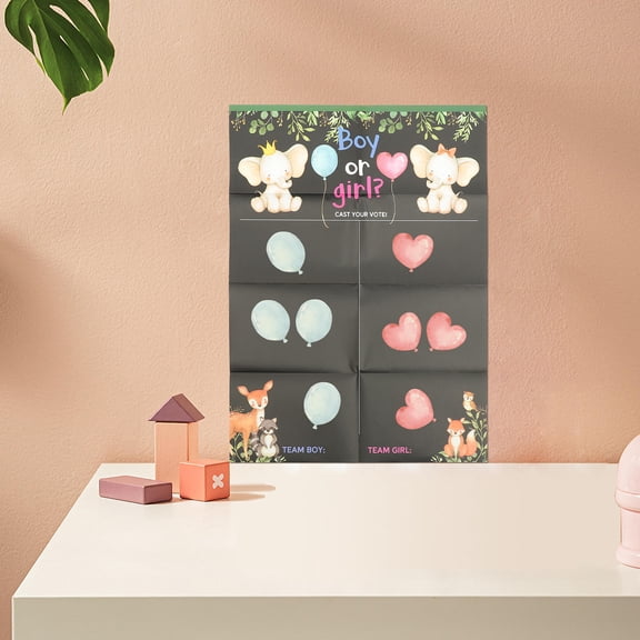 Raindrops Gender Reveal Party Voting Board Set with Coated Paper - Fun Game Supplies for Shower Celebration