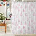 thumbnail image 6 of Shower Curtain 72"W x 78"L Winter Simple Pink Christmas Tree Fabric Shower Curtains Set with Hooks Water Repellent Bathroom Curtains Machine Washable Bathroom Accessories, 6 of 9