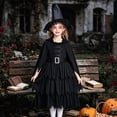 thumbnail image 5 of Enjoytime Girls Halloween Costumes Witch Dress Lace Up Witch Dresses with Cape Hat Belt Vintage Party Witch Outfit, 5 of 8