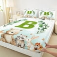 thumbnail image 3 of Feelyou Cartoon Monogrammed B Bed Sheets for Kids, Jungle Raccoon King Sheets, Cute Animal Wildlife Sheet Set, Microfiber Bedroom Decor, 4 Pieces, 3 of 7