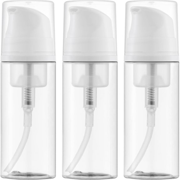 3.4oz Foam Bottles, Travel Size Foaming Pump Bottles, Empty Soap Dispensers for Lash Cleanser, Shampoo (100ML, 3Clear)