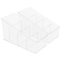 2pcs Tea Bag Organizer Countertop Organizer Tea Bag Holder Transparent Tea Bag Organizing Box For Coffee Bar And Kitchen (4 Grids)