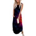 thumbnail image 2 of TSADFHJI Jupes Plissées pour Femmes Petites Femmes Été Décontracté Sans Manches Gilet Col Rond Papillon Dégradé Robe Longue Jupe m Rouge, 2 of 4
