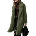 thumbnail image 3 of Female Fuzzy Fleece Lapel Open Front Long Cardigan Coat Faux Fur Warm Winter Outwear Jackets Green S, 3 of 7
