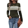 thumbnail image 2 of Blusas de Larga con Bloques de Color para Mujer, Conjuntos de Otoño, Suéteres de Invierno y Moda de Principios de Otoño. Verde L, 2 of 9
