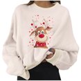 thumbnail image 1 of Sudaderas cortas estampadas de manga larga informales para mujer a la moda navideña Pompotops gfhjh8455, 1 of 4