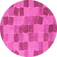 thumbnail image 1 of Ahgly Company Indoor Round Checkered Pink Modern Area Rugs, 8' Round, 1 of 4