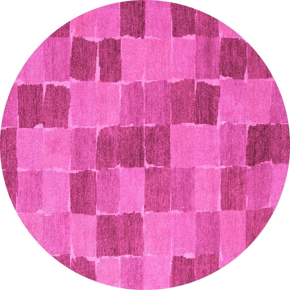 Ahgly Company Indoor Round Checkered Pink Modern Area Rugs, 8' Round