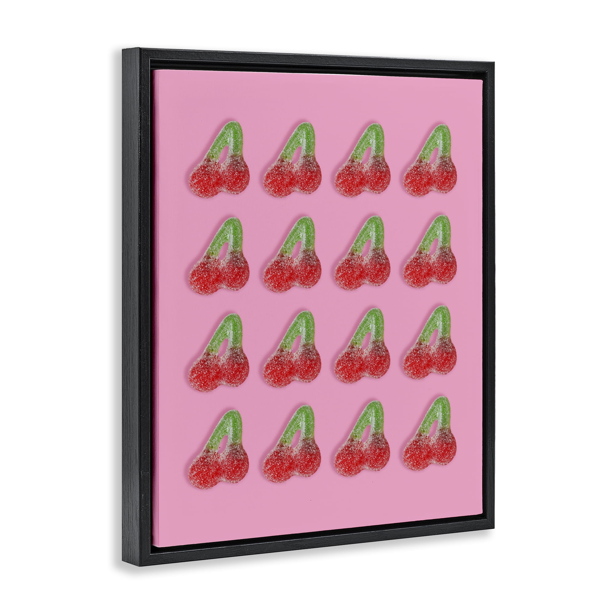 Stupell Industries Cherry Candy Pattern Black Framed Floater Canvas Wall Art, design by LISH Creative