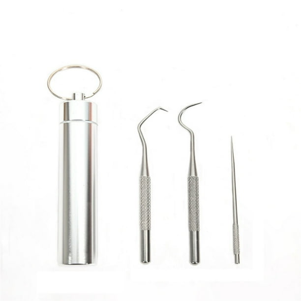 Luxsea 3PCS Mini Metal Toothpick Holder Tool KitReusable Floss Tooth