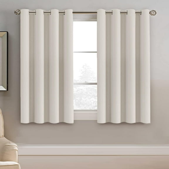 H.VERSAILTEX Blackout White Curtain, Solid Grommet Light Blacking Curtains for Basement(Ivory/Cream, 52" W x 54" L, 1 Panel)
