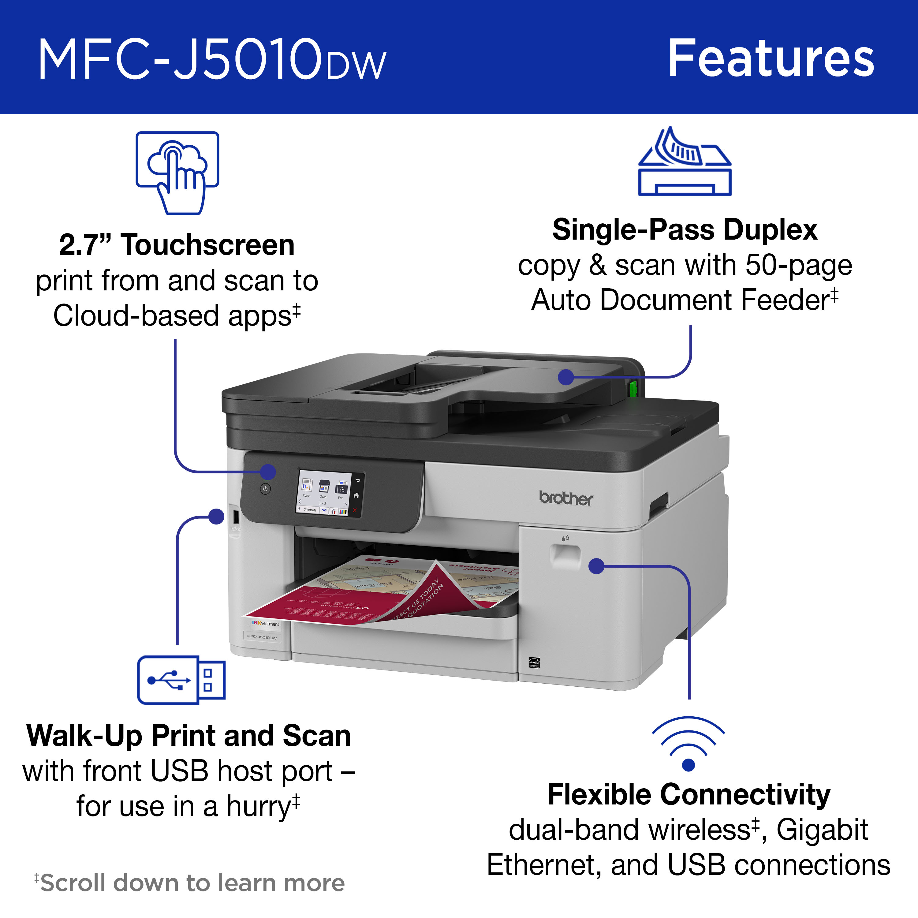 Brother INKvestment MFC-J5010DW Wireless All-in-One Printer photo 4