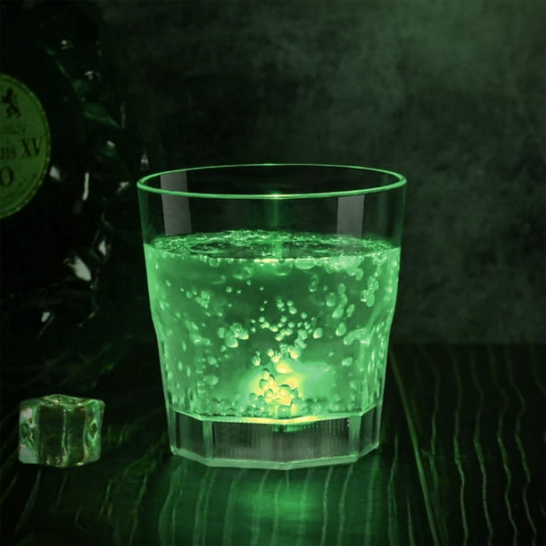 Copas LED con luz de 12oz | Vasos de vaso brillantes con 8 modos multicolores, acrílico apto para alimentos, pilas reemplazables | Bebedería de bar de fiesta, reutilizable, fácil de limpiar, rojo,