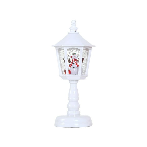 ZToonmas Christmas Tabletop Lantern, LED Light-Up Street Lamp with Moving Snowflakes and Santa Claus/Snowman - Perfect for Christmas Decorations and Gifts