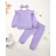 thumbnail image 5 of Baby Girl Clothes 12 Months Girls First Birthday Outfit 1 Year Old Girl Birthday Long Sleeve Sweatshirt Top Pants Set for Baby Girl Gift Purple, 5 of 6