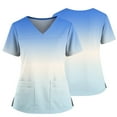 thumbnail image 2 of Womens Gradient Color Vneck Scrub Tops Short Sleeve Work Scrubs Summer Fall Shirts 2026 Trendy, #03 Sky Blue, S, 2 of 6
