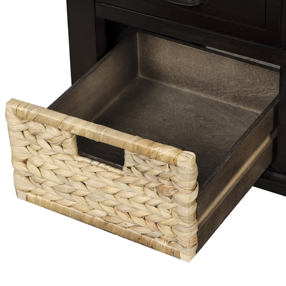 Lowestbest Shoe Bench with Removable Cushion, Rustic Storage Bench with 3 Drawers and 3 Rattan Baskets (Espresso) Lowestbest Shoe Bench with Removable Cushion, Rustic Storage Bench with 3 Drawers and 3 Rattan Baskets (Espresso)