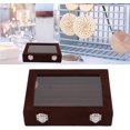 thumbnail image 7 of Jewelry Organizer, Jewelry Box, Compressed Wood and Velvet Lining Elegant Jewelry Display Box with Clear Glass Lid Enables Clear Display of Your Stored Jewelries while Keeping Them Dust Free, Brown, 7 of 7