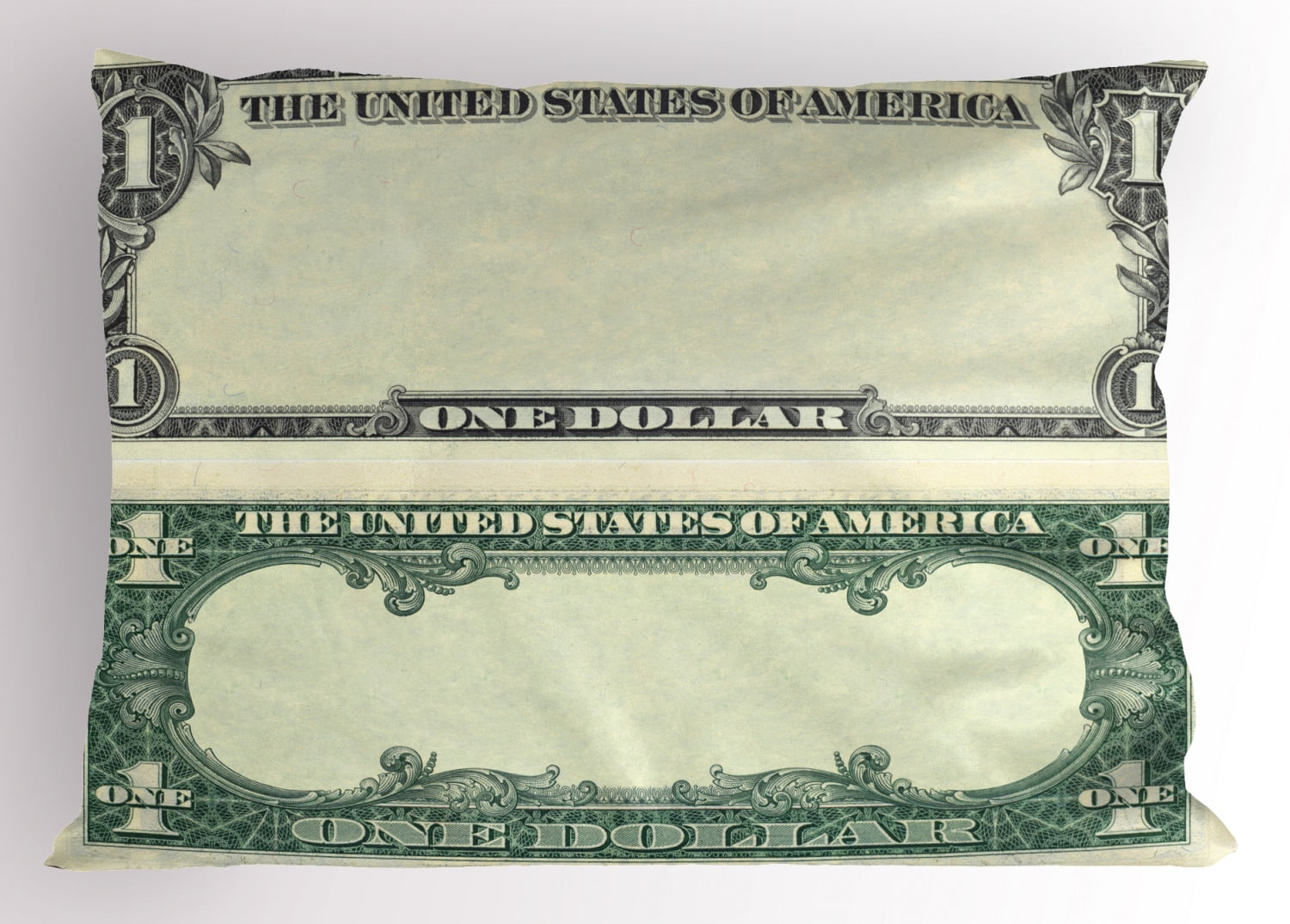 Money Pillow Sham One Dollar Bill Buck Design American Federal Reserve