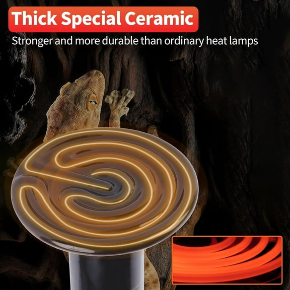 1Pcs 50W Reptile Heat Lamp, Pet Infrared Ceramic Heater Emitter Appliances Lamp, for Amphibian Pet Brooder Coop, Lizard, Turtle, Snake, Terrarium Incubating Chicken