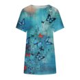 thumbnail image 4 of Puntoco Mujer Suelta Casual Manga Corta Cuello Redondo Estampado Blusa Casual Camiseta Túnica tops Puntoco Puntoco-5123, 4 of 6