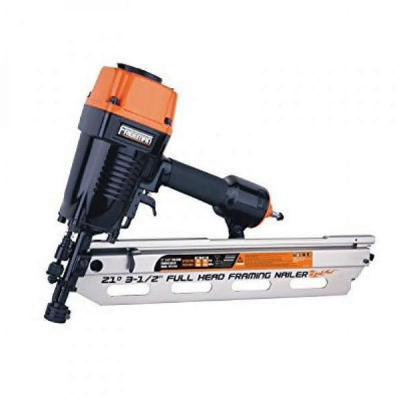 Freeman PFR2190 Pneumatic 21 Degree 3-1/2" Full Round Head Framing Nailer with Case Ergonomic and Lightweight Nail Gun with Interchangeable Trigger, Tool-Free Depth Adjust, and No Mar Tip, Black