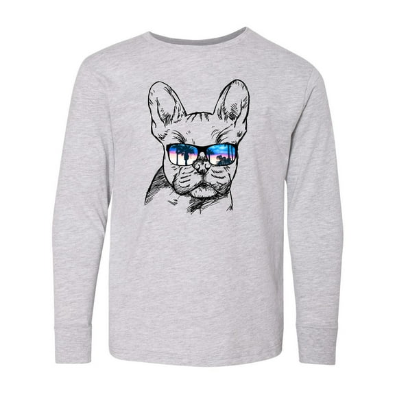 Inktastic French Bulldog Portrait with Sunglasses Long Sleeve Youth T-Shirt