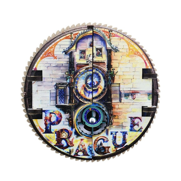 WRKEKC Clearance Prague Astronomical Clock Wooden Vintage Fridge Stickers Gears Turning Magnetic Fridge Stickers