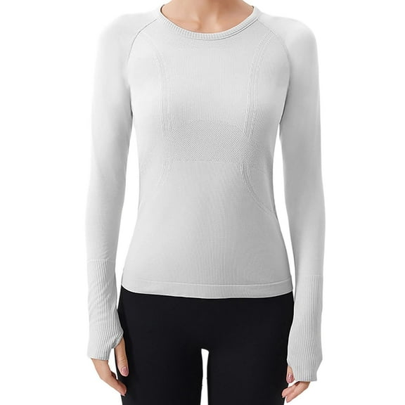 yillto Women Athletic Shirts Long Sleeve Basic Stretchy Yoga Workout Tops Running Activewear Tee