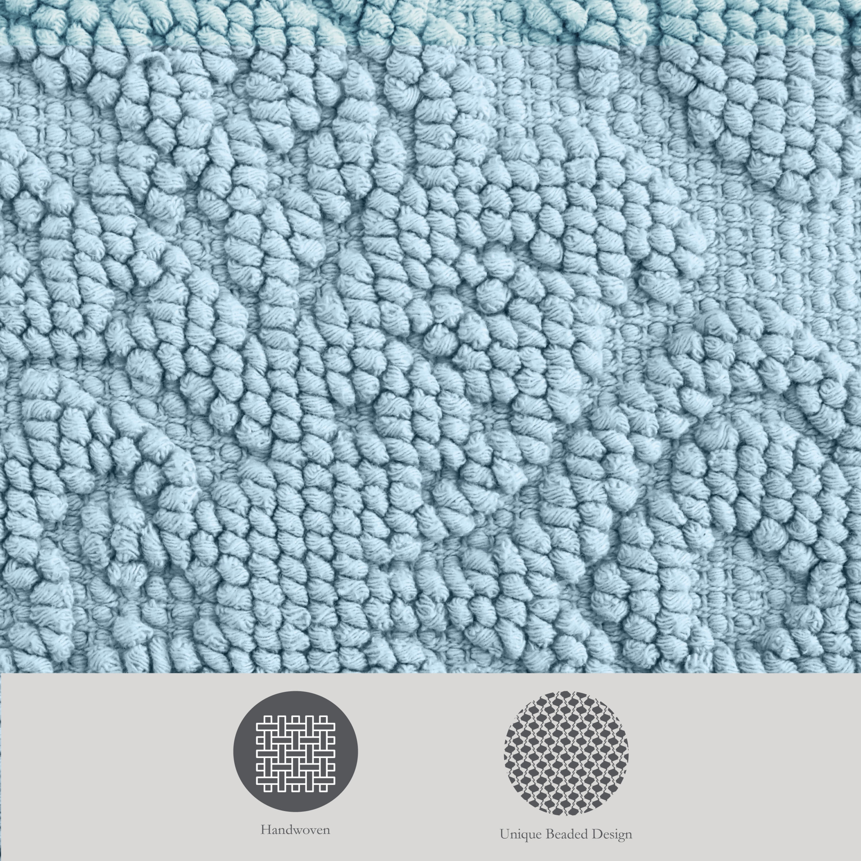 Jean Pierre Ricardo Cotton Fringe 2-Piece Bath Rug Set, Light Blue