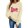 thumbnail image 4 of Valentines Day Pullover Sweatshirts Women Cute Heart Funny Valentine Sweater Tops Casual Long Sleeve Shirts, XS Beige, 4 of 6