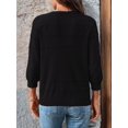 thumbnail image 3 of Womens Summer Cropped Cardigan 3/4 Sleeve Button Up Thin Crochet Knit Shrug Sweater Black XL, 3 of 6