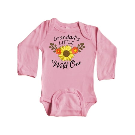 

Inktastic Grandad s Little Wild 1 with Beautiful Sunflower Gift Baby Boy or Baby Girl Long Sleeve Bodysuit