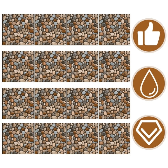LABSERRON 20pcs Stone Peel and Stick Tile for Home Decoration Non-slip PVC Brown Retro Design
