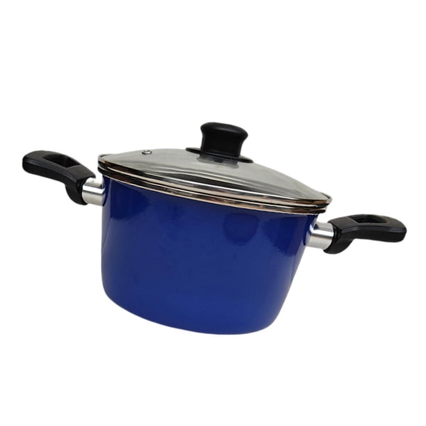 Olla para sopa esmaltada, ligera, con tapa de vidrio, versátil, resistente a los colores. 208 cm