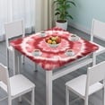 thumbnail image 3 of Red White Tie Dye Mandala Pattern Square Fitted Tablecloth with Elastic Edge,Square Table Cover,Washable Elastic Table Cover for Home Kitchen Party Decor 34"x34", 3 of 6