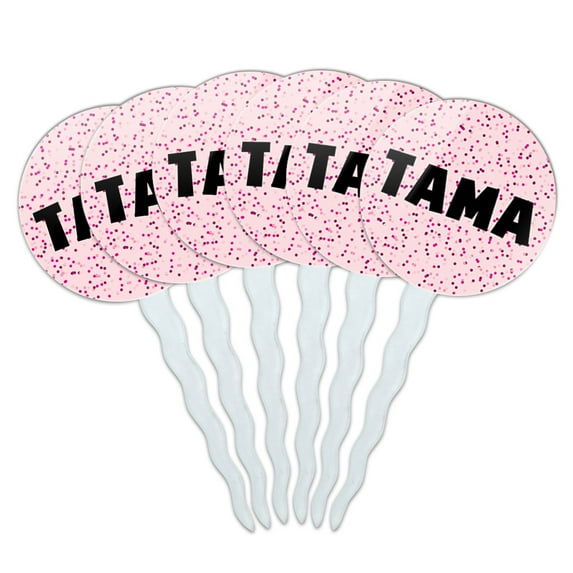 Tama Cupcake Picks Toppers - Set of 6 - Pink Speckles