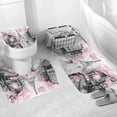 thumbnail image 4 of 4Pcs Paris Eiffel Tower Pink Shower Curtain Sets Bathroom Set Decor with Non-Slip Rugs Bath U-Shaped Mat Toilet Lid Cover Waterproof Valentine Bathroom Curtains Shower Set with 12 Hooks, 4 of 7