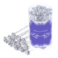 thumbnail image 1 of Eboot - Paquete de 40 horquillas de cristal con forma de rosa y diamantes de imitación para novia, boda, accesorios de joyería para el cabello de mujer, con bolsa de almacenamiento (blanco), 1 of 1