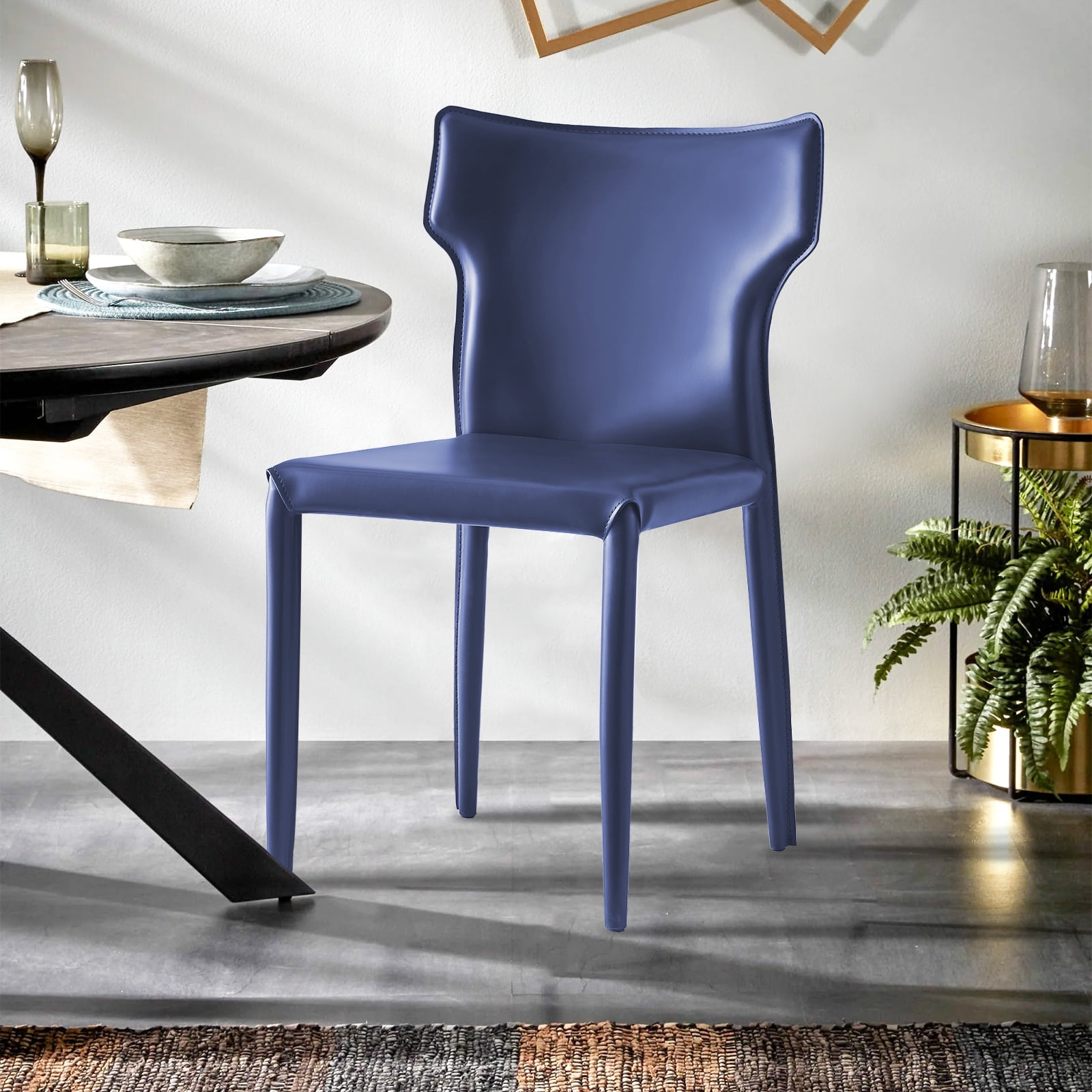 Assembled Dining Chairs Set of 2 Leather Upholstered Mid Century