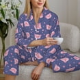 thumbnail image 5 of KLL Cute Pig Print Women's Long Sleeve Pajamas with Pants Sleepwear Loungewear 2 Set-Small, 5 of 7