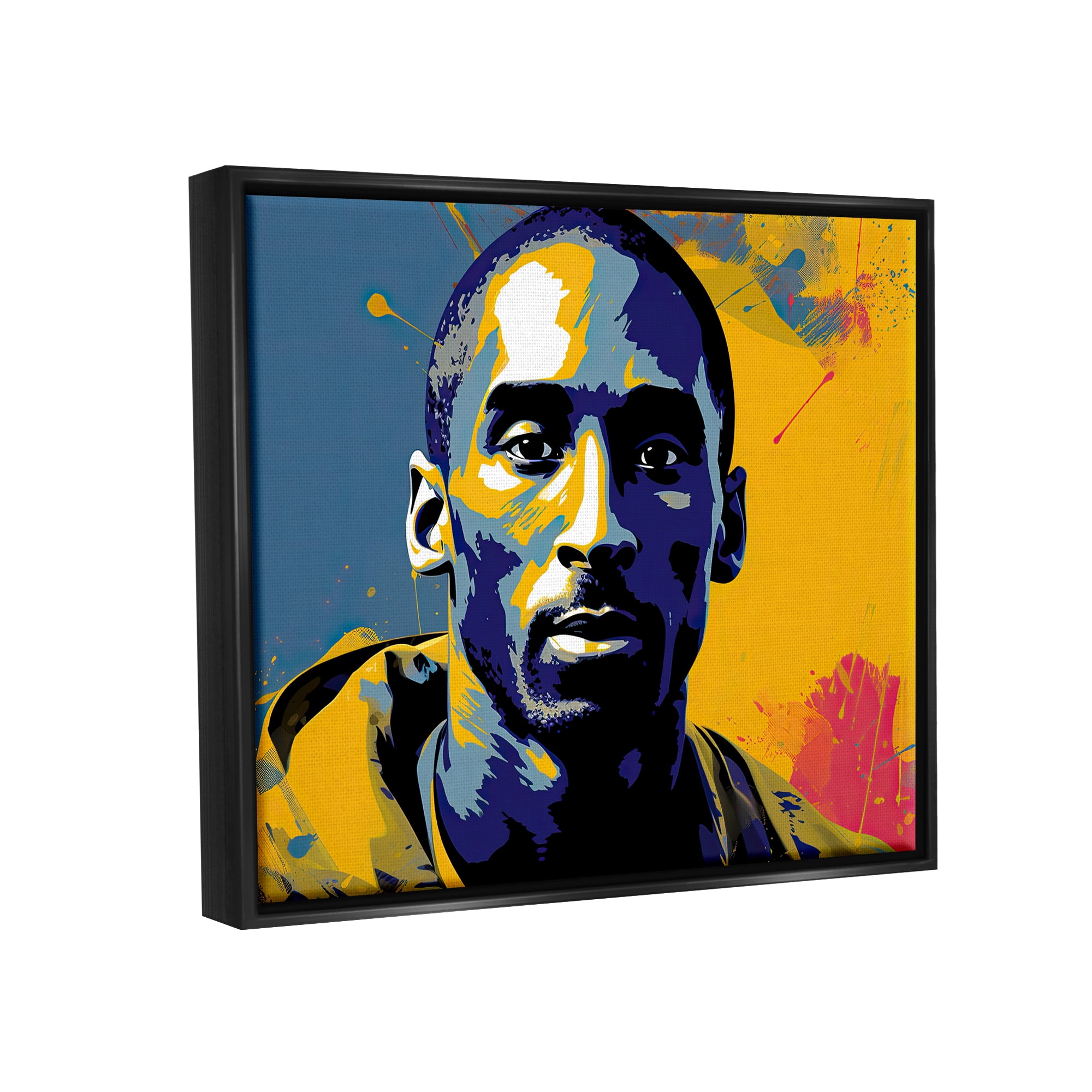 Stupell Industries Abstract Paint Pop Kobe Abstract Painting Black Floater Framed Canvas Art Print Wall Art, 31 x 25