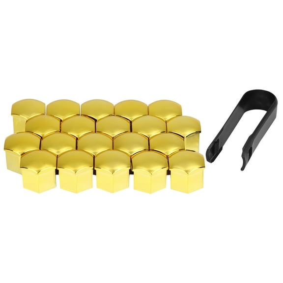20pcs 19mm Gold Tone Plastic Car Wheel Nut Lug Hub Screw Rim Bolt Covers Dust Protection Cap