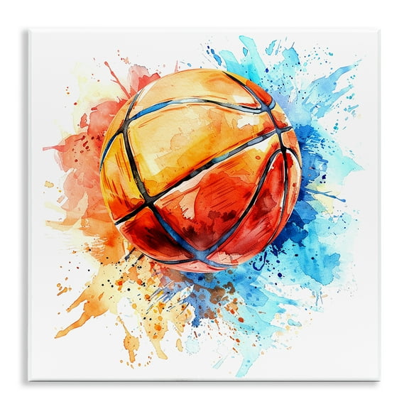 Stupell Industries Basketball Chromatic Splash Sports Painting Unframed Art Print Wall Art, 12 x 12