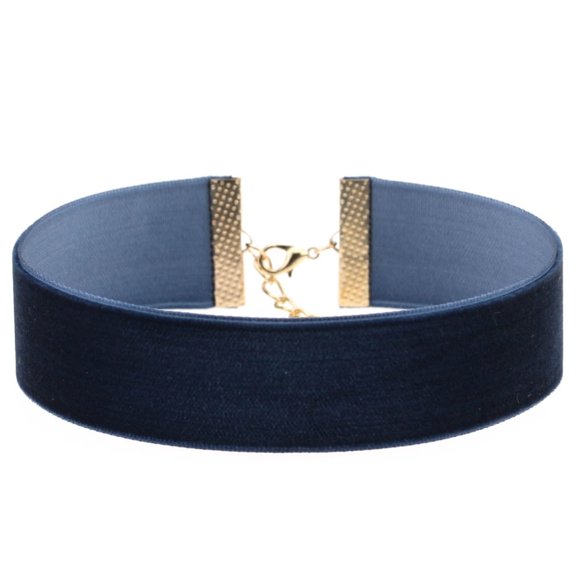 DESIGNICE Retro Velvet Choker Necklace with Adjustable Clasp Soft Plush Choker, Retro Style Velvet Choker,Dark Blue
