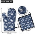 thumbnail image 6 of Blue Pioneer Flower and Paisley Pattern Kitchen Oven Mitt and Pot Holder Sets 2 Pcs for Baking, Cooking and Grilling, Heat Resistant Up To 392 °F, 6 of 7