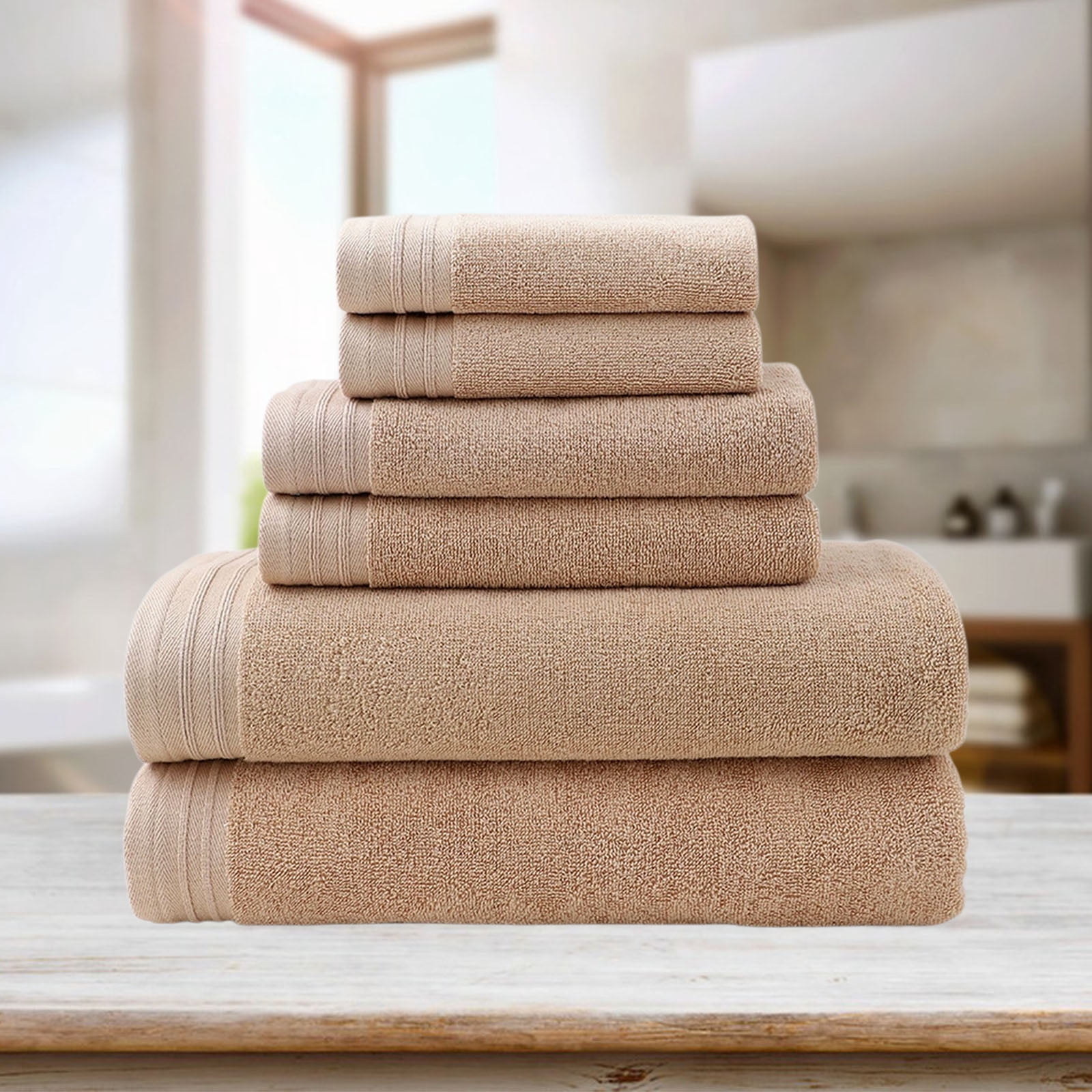 PALIFEUR Bath Towel Set 6pc Luxury Bath Towels Extra Soft Quicker Dry Highly Absorbent Face Towels Cotton Hand Towels for Bathroom Gym Shower Hotel School