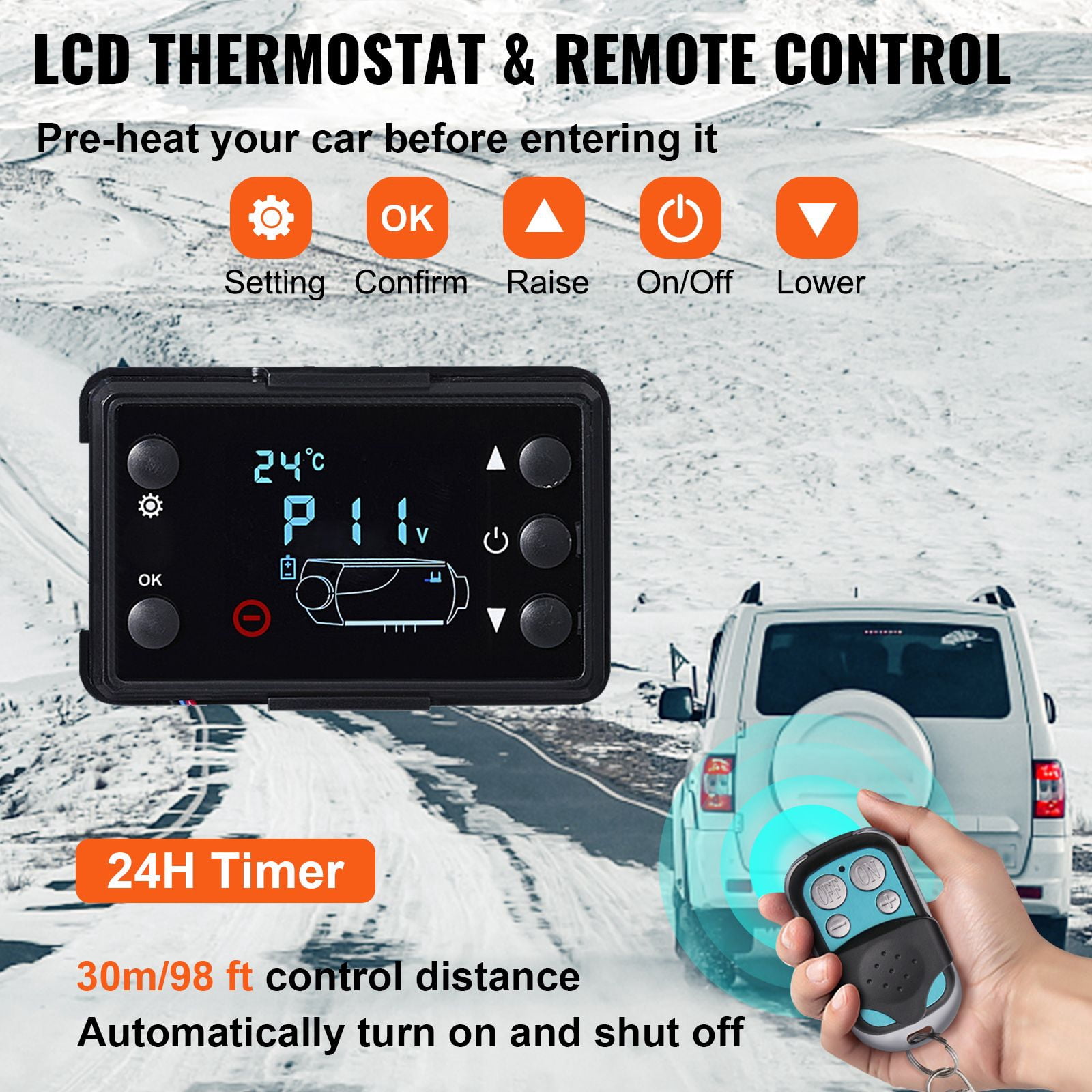 Diesel Parking Heater 12V, 8KW with Muffler & LCD Switch, Remote Control Air Heater for Vehicles, Motorhome, Camper